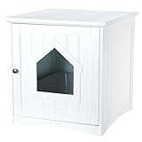 TRIXIE Katzenhaus für Katzentoilette 49 x 51 x 51 cm weiß - Katzenklo-Schrank aus MDF mit Magnetverschluss und Belüftung - 40290