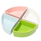 Mocifa 4 Stück Hamster Futternapf Keramik Hamsternapf Kleine Dreieckig Keramikschale Hamster Trinknapf Keramik Futternapf 10 x 7.7 x 3.5 cm Wassernapf für Kleintier Meerschweinchen (4 Farben)