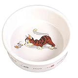 Trixie | Napf mit Motiv, Katze, Keramik, weiß | Ø 11 cm, 200 ml