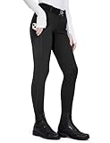 FitsT4 Sports Kinder Winterreithose Winter Reitleggings Mädchen Kniescheibe Silikon Thermo Reithose mit Handytasche und Taschen,Schwarz,XL