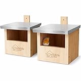WILDLIFE HOME Vogel Nistkasten für Rotkehlchen mit Metalldach – 2er Set, Halbhöhle für Zaunkönig & Halbhöhlenbrüter I nach NABU aus Massiv-Holz I Wetterfest & Unbehandelt I Vogelhaus, 2 Stück