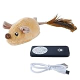 Orivin Elektrische Spielmaus Für Katzen, Mäuse-Katzenspielzeug Mit Fernbedienung, Interaktive Spielzeugmaus Mit Licht, Realistische Geräusche