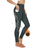 Havideto Winter Reitleggings Damen Vollbesatz Thermo Reithose Damen Fleece Gefüttert Wasserdicht mit Handytasche Gürtelschlaufen Grau L