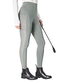 FitsT4 Sports Reithose Damen Reitleggings mit Rutschfestem Kniebesatz, Hohem Bund und Seitentaschen, Atmungsaktiv und Elastisch für Reitschule und Radfahren im Frühling Sommer
