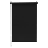 Sekey Verdunklungsrollo ohne Bohren Klemmfix 55 cm breit, Seitenzugrollo Hitzeschutz Sichtschutz und Sonnenschutz Wandmontage Deckenmontage Klemmrollo für Fenster & Tür, 55 x 150cm, Schwarz