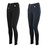 Lazura - Winter Reithose Mädchen & Jungen Comfort | mit Silikon Vollbesatz & Fronttasche | Kinder Reitleggings in Nachtblau | mit Fleece-Innenseite | Kinder Reitbekleidung in Größe 146