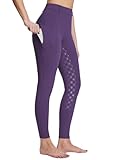Baleaf Damen Winter-Reithose Fleece Vollbesatz Reißverschluss-Taschen Leggings Lila XL