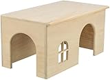 TRIXIE Holzhaus - ohne Klammern und Nägel - Aussichtsplatz auf dem Dach - z.B. für Meerschweinchen, Zwergkaninchen - Kiefernholz - 40 x 20 x 23 cm - 61263