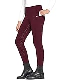 FitsT4 Sports Winterreithose Kinder Winter Reitleggings Mädchen Silikon Vollbesatz Thermo Reithose mit Handytasche und Taschen Grau XS