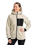 RevolutionRace Sherpa Hoodie für Damen, Outdoor Fleecejacken perfekt für Wanderungen und Outdoor-Abenteuer, Beige Khaki, L