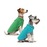 Sahunfri 2 Stück Hundepullover Kleine Katzen Hunde, Warme Weiche Fleecepullover Hundepullover für Kleine Katzen und Hunde mit Leine(Aqua+Green, M)