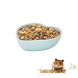 LuckyOpt Hamsternapf, Keramik Herzförmiger Haustierfutternapf, Waschbare Schüsseln für Kleine Tiere Hamster Wassernäpfe für Meerschweinchen, Rennmäuse, Igel, Chinchilla, Papagei (Blau)