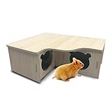 Hamster Haus Holz, Mehrkammernhaus, Spielplatz, Haus für Zwerghamster, Rennmäuse, Degus, (22.5 * 18 * 8 cm)