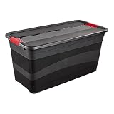 keeeper Transportbehälter mit Deckel und Schiebeverschluss, Extra Stabil, 79,5 x 39,5 x 40 cm, 83 l, Eckhart, Graphit-Grau, Graphite