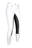 HKM Unisex Kinder Reithose -Basic Belmtex Grip- 3/4 Besatz-damen Hose, Wei Schwarz, Kindergr sse 128 EU