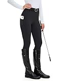 H.MILES Reitleggings Damen Vollbesatz High Waist Elastische Reithose Damen mit Handytasche Gürtelschlaufen Grau S