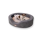 brunolie Lotte - ovaler Hundekorb, waschbar, orthopädisch und rutschfest, kuscheliges Hundebett mit atmungsaktivem Memory-Schaum, Größe M 80 x 60 cm, Beige