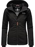 MARIKOO leicht gefütterte Damen Übergangsjacke kurz Outdoor-Jacke mit Jersey-Innenfutter und großer Kapuze Brombeere Black Gr. S