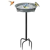 Giyiprpi Vogeltränke Vogelbad Futter Schale Wasserstelle Stehend, 35.5in Vogelbad Garten für Wildvögel Wassertränke für Vögel, Vogeltränke Groß Frostsicher Winterfest Vogeltränke (grau)