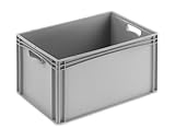 DIE BOX FABRIK Eurobehälter 600x400x320mm | geschlossene Box | Aufbewahrungsbox | Kunststoff Kisten | Lagerbehälter mit Griffen | robuste Stapelbox | Eurokiste | Mehrwegbehälter