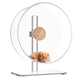 BUCATSTATE Laufrad Hamster, 32cm Acrylic Hamsterrad Leise mit Verstellbare Basis Hamster Spielzeug für Igel, Chinchillas, Roborowski Zwerghamster, Goldhamster, Rennmaus (Klar)
