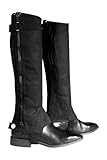 HORZE Strapazierfähige, gerippte Amara-Halbchaps aus Mikrofaser-Wildleder für Schule, Training und Freizeitreiten, Schwarz, XS/W