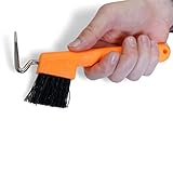 Pferdelinis Hufkratzer für Pferde Esel Ziegen Huf mit extra Stabiler Bürste und ergonomischen Griff (Neon-Orange (1x))