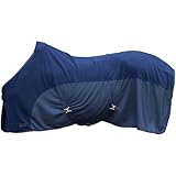 Covalliero - Abschwitzdecke FS26 – Pferdedecke mit Brustverschnallung, Kreuzgurten & Schweifriemen – leicht & atmungsaktiv – Transport- & Fliegendecke in Dunkelblau (Dark Navy) – Gr. 125cm