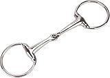Equinate Olivenkopfgebiss Edelstahl 16mm einfach gebrochen 15,5cm - Anatomisch geformtes maulfreundliches Gebiss mit sanfter Einwirkung - Lasergravierte Größenangabe