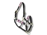 MTB Equestrian Exklusives Lederhalfter Mit Polo-Design – Beidseitig Verstellbar – Hochwertiges Leder – 10 Farbvarianten – Cob & Full (Rosa Weiß, Cob)