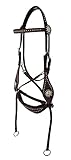 A&M Reitsport Hochwertige Gebisslose Western Trense 1109, braun aus Leder incl. Zügel, Größe:Pony