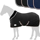 Esposita Abschwitzdecke mit Fellkragen Champion Edition Fleecedecke mit Kragen und Zierpaspel, Paradedecke, Showdecke Schwarz-Rosegold 165cm