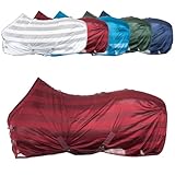 RL24 - Fliegendecke für Pferde Basicline | effektiver Schutz vor Insekten | Ekzemerdecke mit Verstellbarer Kreuzbegurtung | atmungsaktiv & strapazierfähig | Pferdedecke in Weinrot | 145cm