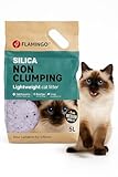 Flamingo Katzenstreu - silikat - staubfrei - leicht - 5L für 6 Wochen - Silikat Katzenstreu medium - Nicht klumpend - geruchlos - medium Körner