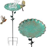 Spetsbst Vogeltränke Stehend, 82cm Metall Vogeltränke Lotosblattmuster Winterfest Vogelbad Garten Stehend, Groß Vogelfutterspender für Garten/Rasen/Hinterhof