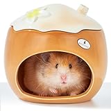 BUCATSTATE Hamster Versteck aus Keramik in Kokosnuss-Form, geeignet für Zwerghamster, Mäuse, Syrische Hamster, Rennmäuse, Goldhamster und andere Kleintiere (Braun – Groß)