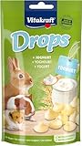 Vitakraft Drops, Leckerlis für Nager, mit Joghurt, Nagersnack, zum Verwöhnen, ohne Zusatz von Zucker (1x 75g)