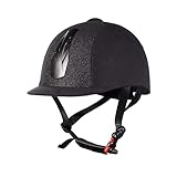 HORZE Reiterhelm Triton Galaxy VG 1, Reithelm Damen Kinder Glitzer verstellbar, Schwarz, 52-54