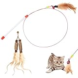 Cbofeixg Katzenangel mit Federn, Katzenspielzeug, Bunt Katzen Spielsachen, Interaktives Katzen Spielzeug Anhänger mit Federn, für Kätzchen und, mit Feder Glocke Katzenspielzeug