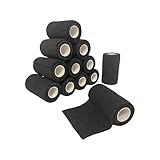Elastische Haftbandagen – 12 Selbsthaftende Rollen 10cm x 4,5m | Kohäsiver Verband | Selbstklebender Verband | Elastische und Atmungsaktive Bandagen | Sportband | Tape | Tierverband