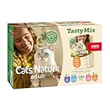 MERA Cats Nature Adult Nassfutter Multibox, für ausgewachsene Katzen, getreidefrei und nachhaltig, Katzenfutter mit hohem Fleischanteil aus Huhn, Lachs, Ente und Forelle, 12 x 85 g