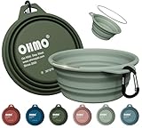 OHMO Hundenapf Faltbar mit Edelstahlring, 2 Stück 800ml Premium Silikon Napf für Hunde & Katzen, Robuste Reisenäpfe für Outdoor Camping Wandern