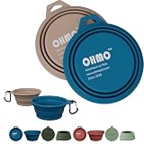 OHMO Hundenäpf Faltbar 400 ml Max, (2 Stück, Blau&Beige) Premium Silikon Haustier Wassernapf für Katzen & Hunde, Tragbare Hundereise-Napf Faltbar für Outdoor Camping Wandern