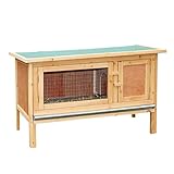 Kerbl Pet Nagerhaus Fred, Kleintierstall, Nagerstall, braun, 100x45x62cm, Holz, Hasen, Kaninchen, Meerschweinchen, herausziehbare Wanne