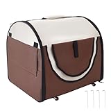 PawHut Hundebox faltbare Hundetransportbox Transportbox für Tier 2 Farben 5 Größen 61x46x51 cm, kaffeebraun-creme