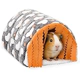 UPINS Meerschweinchentunnel mit Vorhängen, Meerschweinchentunnel, Hamsterversteck-Zubehör für Kleintiere, gemütliches Fleece-Versteckbett für Kaninchen, Hamster und andere Kleintiere