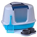 XL Katzentoilette Ecktoilette 56 x 45 cm Flip Corner blau/hellblau