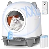 Devoko Katzenklo Selbstreinigend,Niedliche Katzenohren,Automatische Katzentoilette XXL,Fernsteuerung,groß Raum,Sicherheit, Anti-Geruch,90L cat Litter Box,Elektrisches katzenklo für Mehrere Katzen