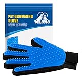 DELOMO Fellpflegehandschuh für Hunde & Katzen – Tierhaarentferner Massagehandschuh, Bürstenhandschuh mit weichen Gummispitzen, 5-Finger Design, atmungsaktives Mesh, waschbar (1 STK.)