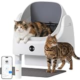 Nordivale Selbstreinigende Katzentoilette, Katzenklo Selbstreinigend mit Sicherheits Geruchskontrolle, Automatischer App-Steuerung für Katzen, Inklusive Katzenstreumatte,Müllbeutel und Duftbox, Weiß